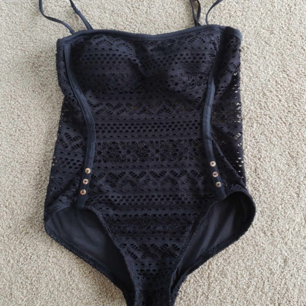 Black one piece swim suit